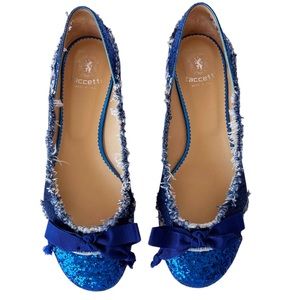 Taccetti Blue Glitter Denim Statement Flats | 40 (9)